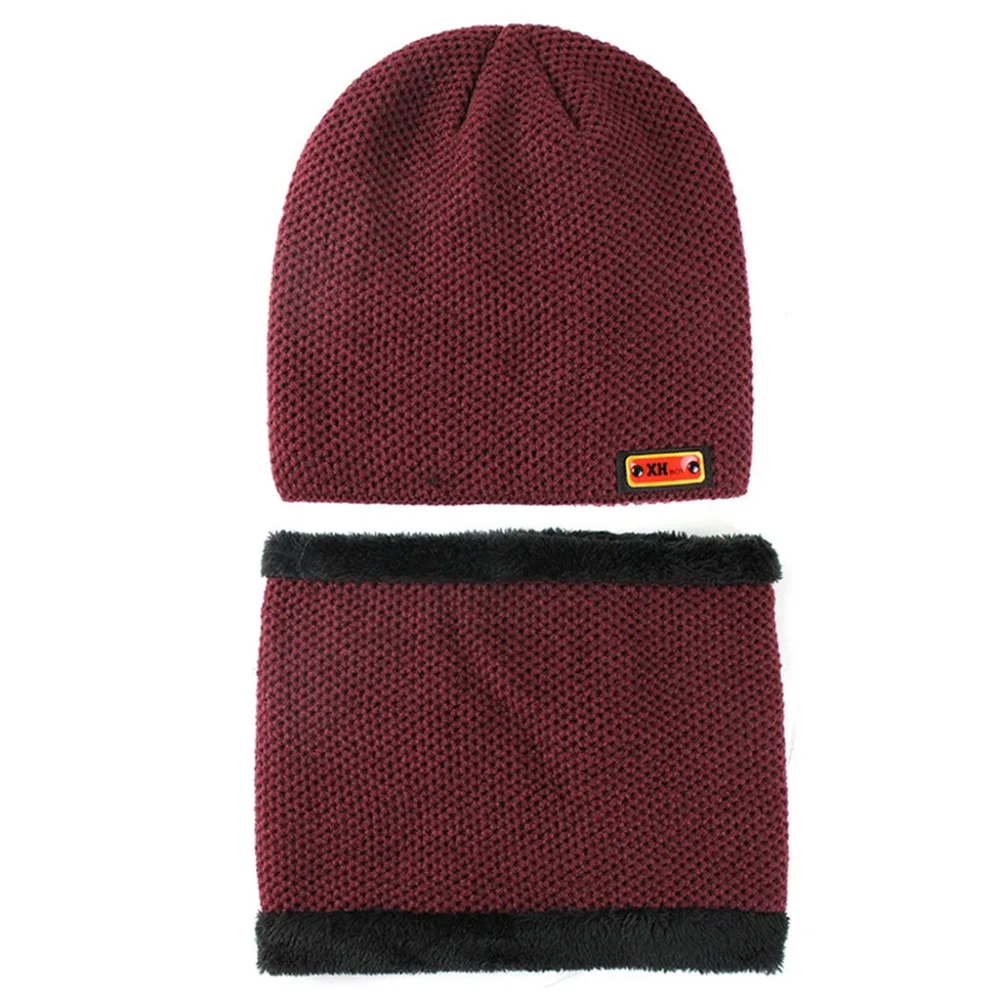 Beanies, зимняя шапка, мужская шапка, зимняя шапка, одноцветная шапка с воротником, набор, плюс бархат, толстая вязаная шапка и глушитель, шапка бини, Muts#2O22