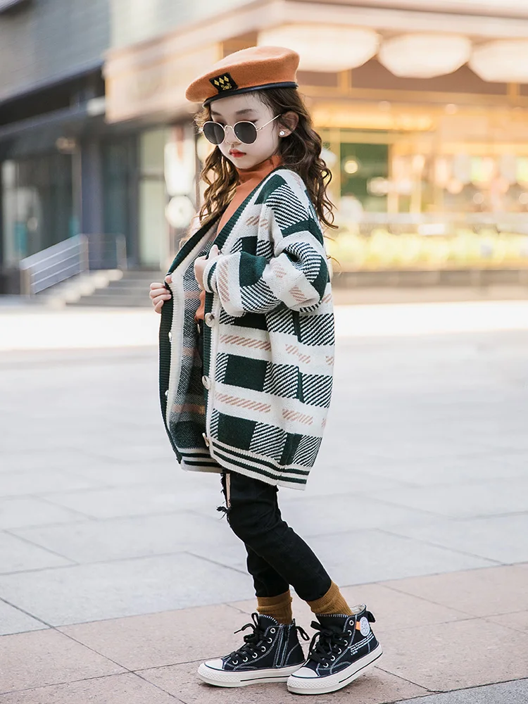 

2019 Kids Sweater Tops Big Girls Cardigan Autumn Knitted/crochet Toddler Sweaters Christmas Sweater Pull Fille Sweterek 7 10 12