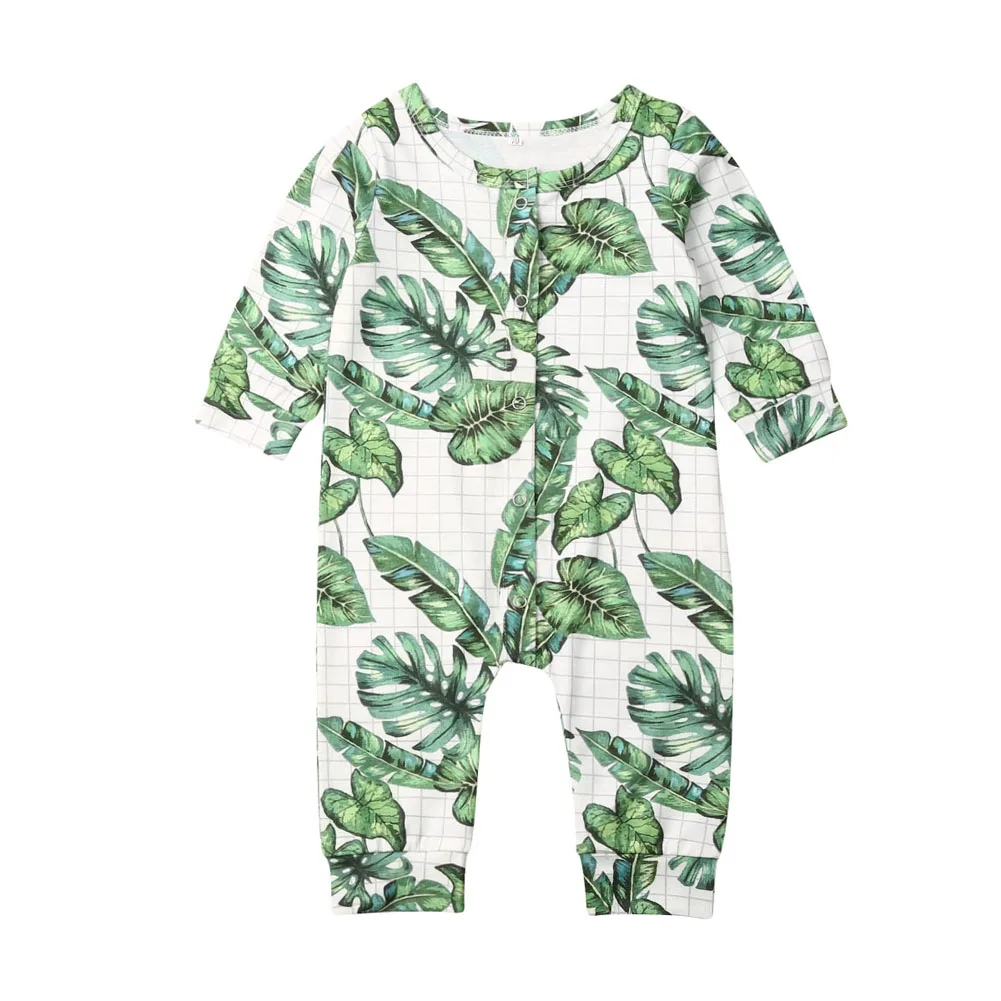 

Fall Autumn New Baby Newborn Cotton Girl Boy Long Sleeve Romper Leaf Jumpsuit Spring Clothes