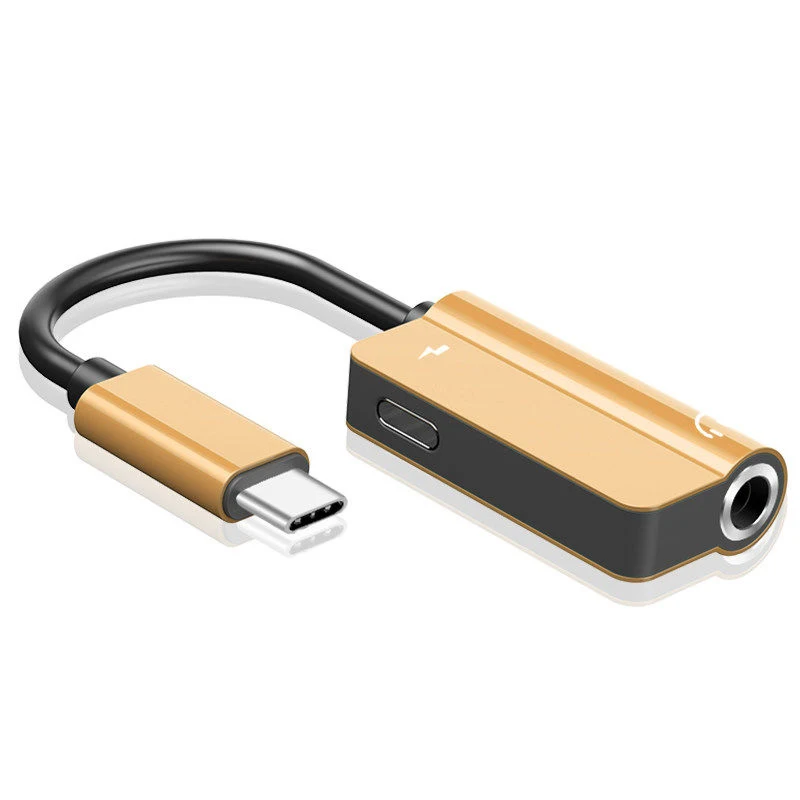Золотой 2в1 usb type C до 3,5 мм разъем для наушников адаптер для Leeco Le Max 2/Pro 3 S3 Aux аудио кабель зарядное устройство для наушников зарядный конвертер - Цвет: Золотой