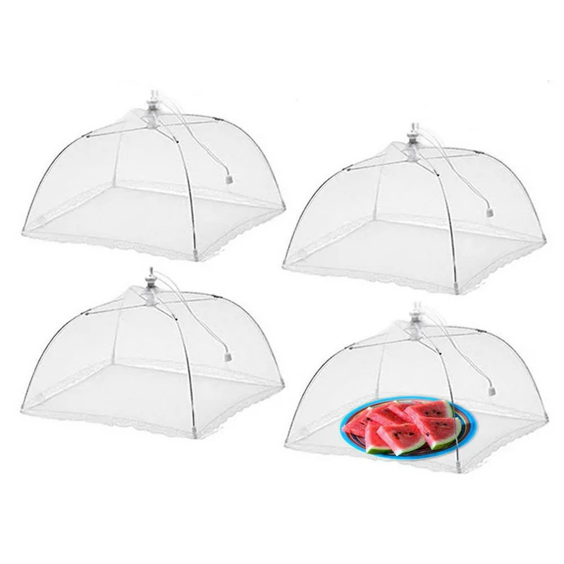 4pc 31x31cm Чехлы для еды, практичный кухонный сложенный пищевой чехол, гигиенический сетчатый зонт, стиль кухонной посуды, покрытие для стола, сетчатая кухонная посуда - Цвет: 4pc 31x31cm