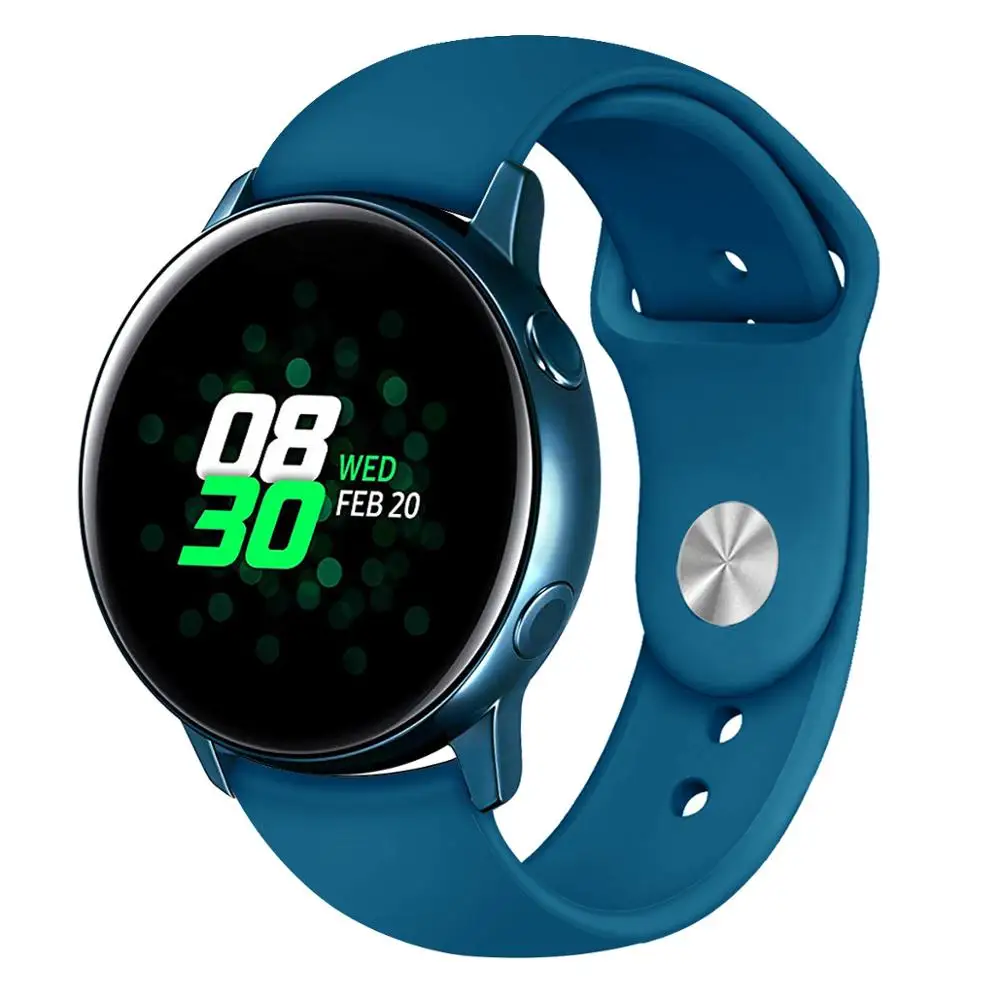 Синий 20 мм мягкий силиконовый спортивный ремешок сменный ремешок для samsung Galaxy Watch 42 мм Galaxy Watch Active2/активные умные часы - Цвет: Синий