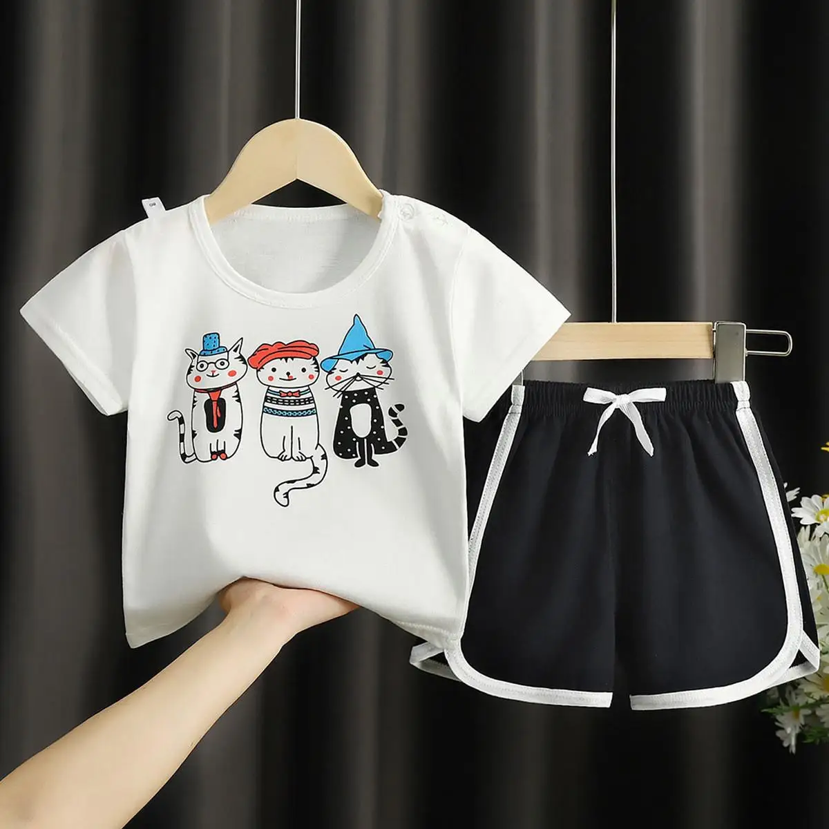 2 3 4 5 Years Children Cartoon T Shirts Shorts Summer Fashion Kids Set Baby Girl Clothing Boys 2pcs 2021 Girls Short Sleeve Suit children's clothing sets high quality Clothing Sets