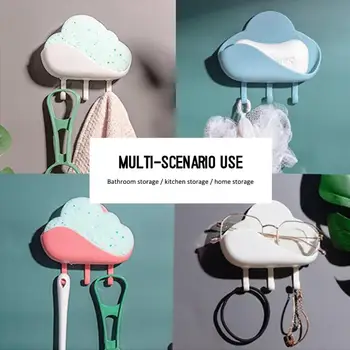 

Soap Holder With Hook Creative Cloud Sink Sponge Drain Box Suction Cup Soap Storage Drying Rack Cleaning Case Bathroom Supplies