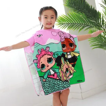 

Original LOL Surprise Doll Children's Bath Towel Microfiber Beach Towel Cloak Child Cloak Cartoon Print Hooded Bath Towel