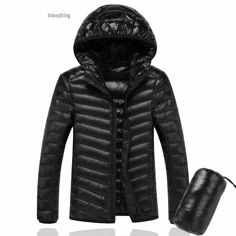 6XL 7XL 90% белая пуховая куртка с капюшоном теплая куртка пальто мужские перьевые сверхлегкие пуховики Мужская Верхняя одежда Пальто с сумкой для переноски