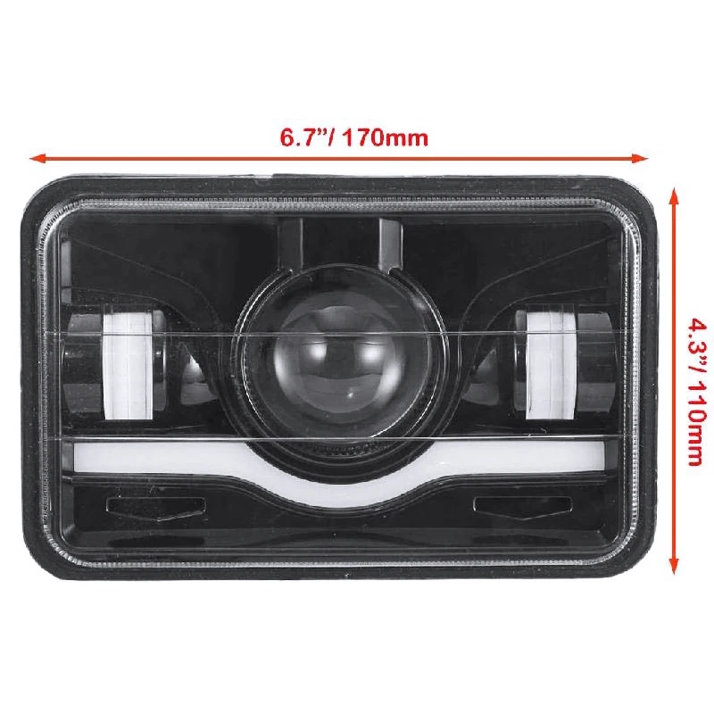 4X6 LED Headlight Square 2 pcs Sealed Beam HiLow Beam for Jeep Wrangler Cherokee YJ XJ MJ Comanche Toyota Nissan 240SX Offroad Headlamp (6)