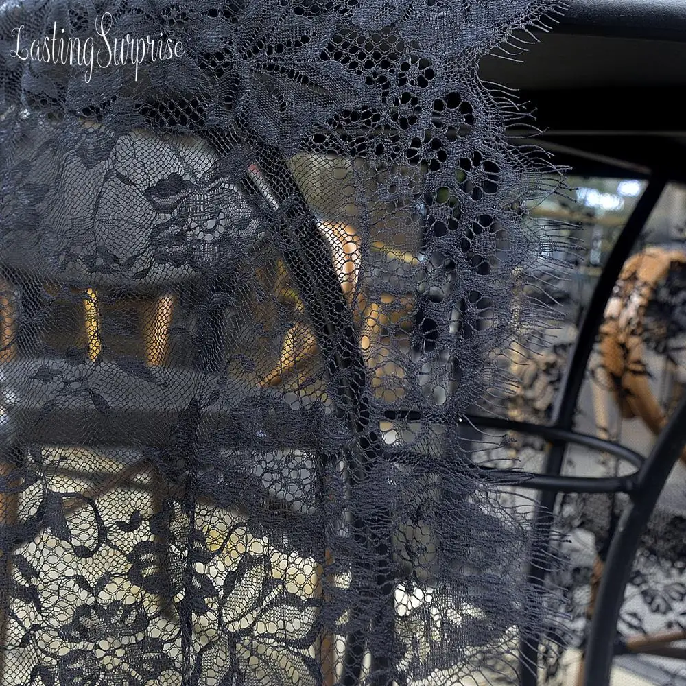 Black Wedding Floral Lace Table Runner Table Cloth Chair Sash Banquet Wedding Party Table Decoration Home Textile 75*300cm