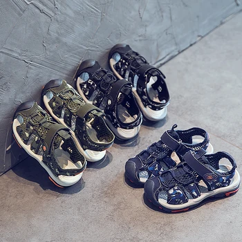 

Summer Boys Leather Sandals for Baby Flat Children Beach Shoes Kids Sports Soft Non-slip Casual Toddler Sandals