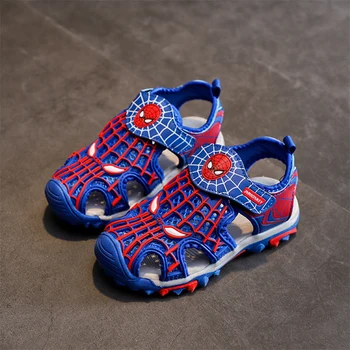 

Fashion spiderman boys sandals kids shoes school sport sandals summer new baotou soft bottom slip leather kids sandals