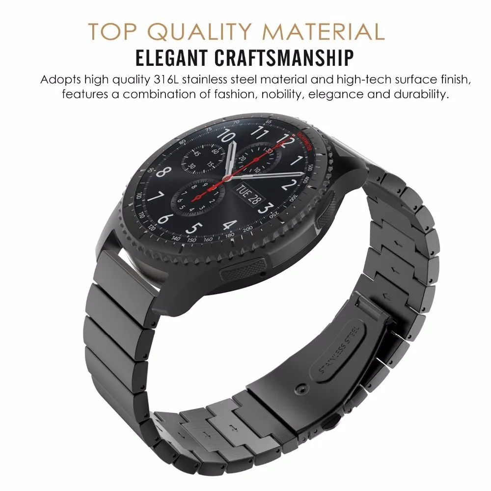 Stainless Steel Watch Strap for Samsung Gear S2 Classic S3 18mm 20mm 22mm Universal Replacement Luxury Link Bracelet Belt | Наручные часы
