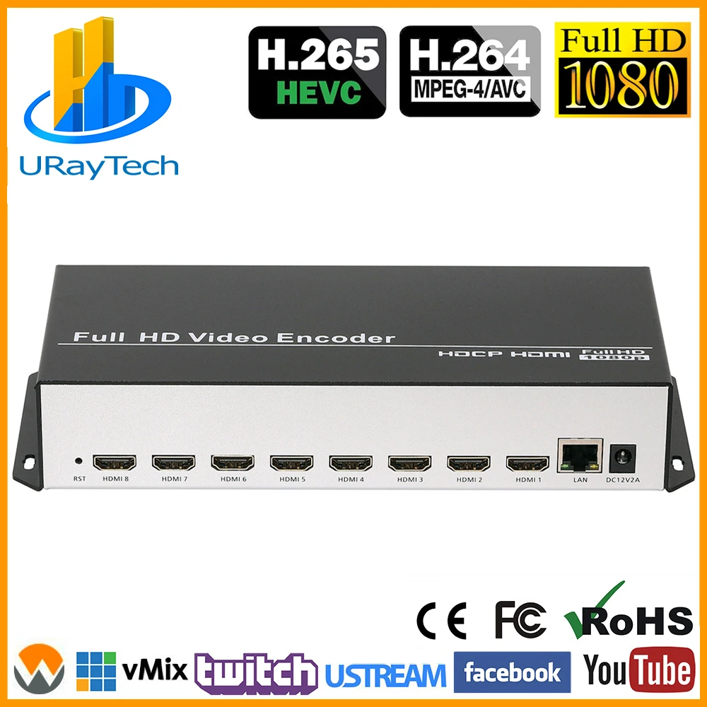 8 Channels Hevc H.265 H.264 Hd Hdmi To Ip Video Encoder Iptv Live ...