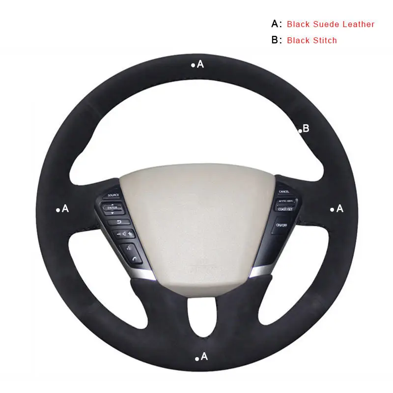 Suede Leather Авто оплетка на рулевом колесе Крышка для Nissan Teana 2008-2012 Мурано 2009- Quest 2011- интерьер DIY автомобиль плетение - Название цвета: Suede Leather