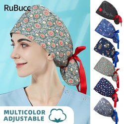 Adjustable Multicolor Printing Clinical Male and Female Surgical Hat Beautician Scrub Caps Pet Clinic Hat Wholesale Medical Hat