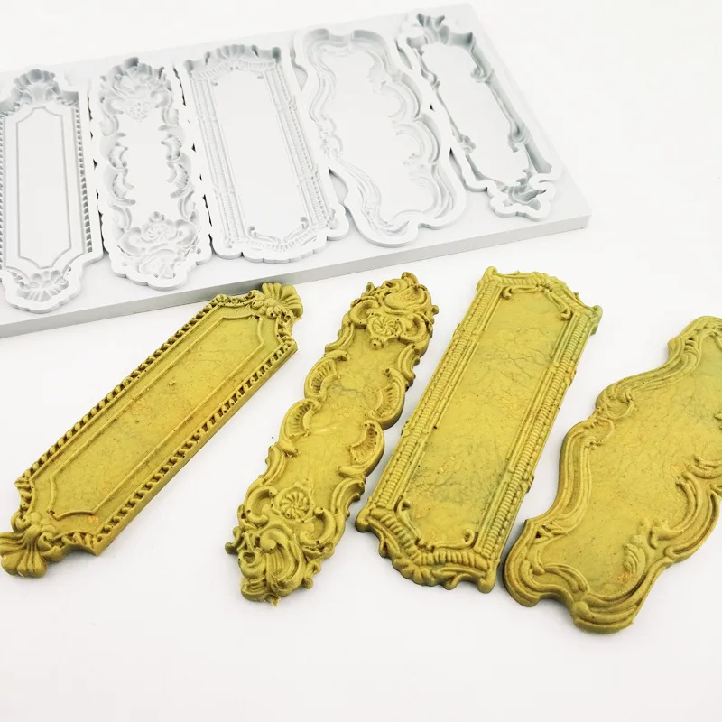 

Dearfod DIY Baroque Relief Cake Border Silicone Molds Lace Fondant Silicone Mold Cake Decoration DBS190