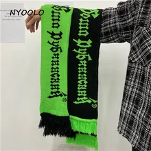 NYOOLO повседневный уличный Готический жаккардовый теплый длинный вязаный шарф с кисточками и буквами для мужчин и женщин