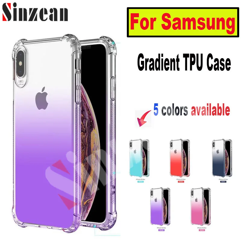 

100pcs For Samsung A10/A20/A30/A40/A50/A70/A6 Plus/M10/M20/M30/J4/J6 Gradient Anti-knock TPU Colorful clear Soft Silicone Case