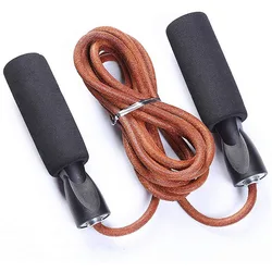 Premium Leather Jump Rope - Adjustable Speed Training for Aerobic Exercise and Fitness (Brown)
