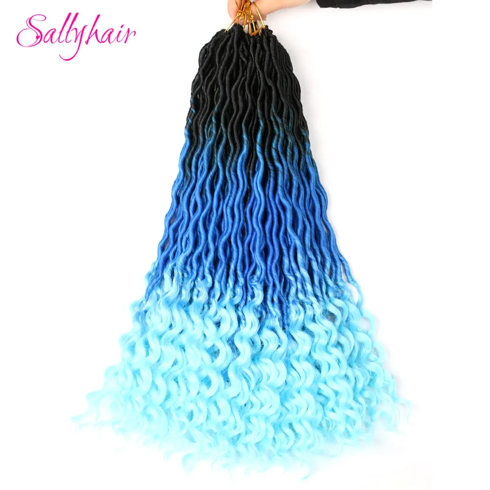 Sallyhair 24 пряди/упаковка Faux locs Curly крючком косы для наращивания волос синтетические мягкие Омбре плетение волос фиолетовый розовый свободный конец