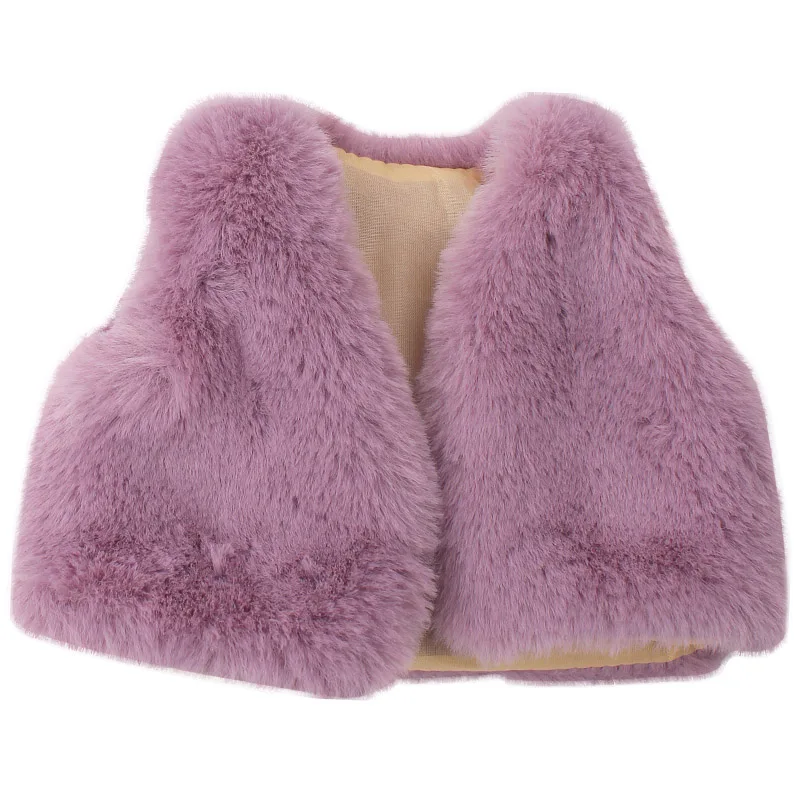 Grey purple 18 дюймов, кукольная одежда для девочек, меховой жилет, пальто, американское платье для новорожденных, аксессуары, детские игрушки, подходит для 43 см, детские куклы, c702-c715 - Цвет: Grey purple