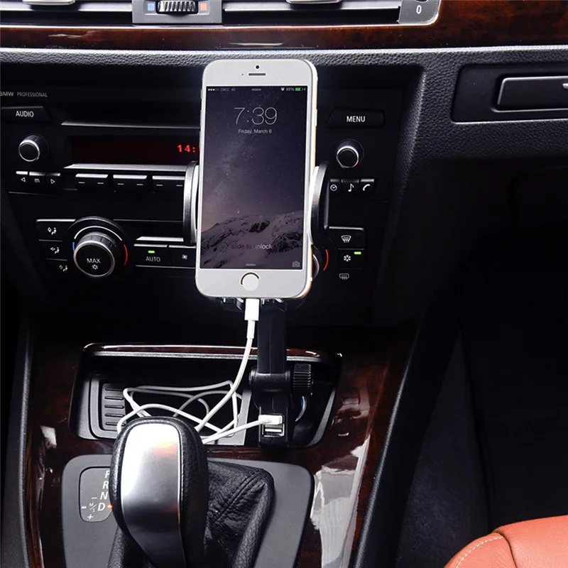 Универсальный автомобильный держатель для телефона с двумя usb-портами, автомобильное зарядное устройство с вентиляционным отверстием, подставка для прикуривателя, кронштейн, автомобильные аксессуары, дропшиппинг