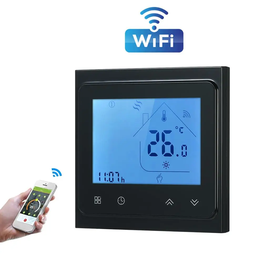 Black Teekar 95-240 В WiFi умный термостат температурный контроллер для воды электрическое Отопление газовый котел работает с Alexa Google Home - Цвет: Black