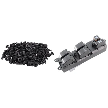 

100Pcs Car Molding Door Fender 5Mm Hole Plastic Rivets Fixing & 1 Pcs Power Window Master Switch