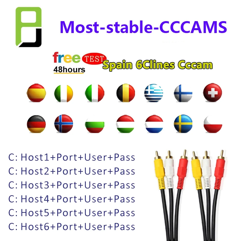 Европа Cccam 6 7 8 Испания cline ccam Full HD 1 год Cccam cline для Европы использование для спутникового ТВ приемник DVB-S2 сервер hd