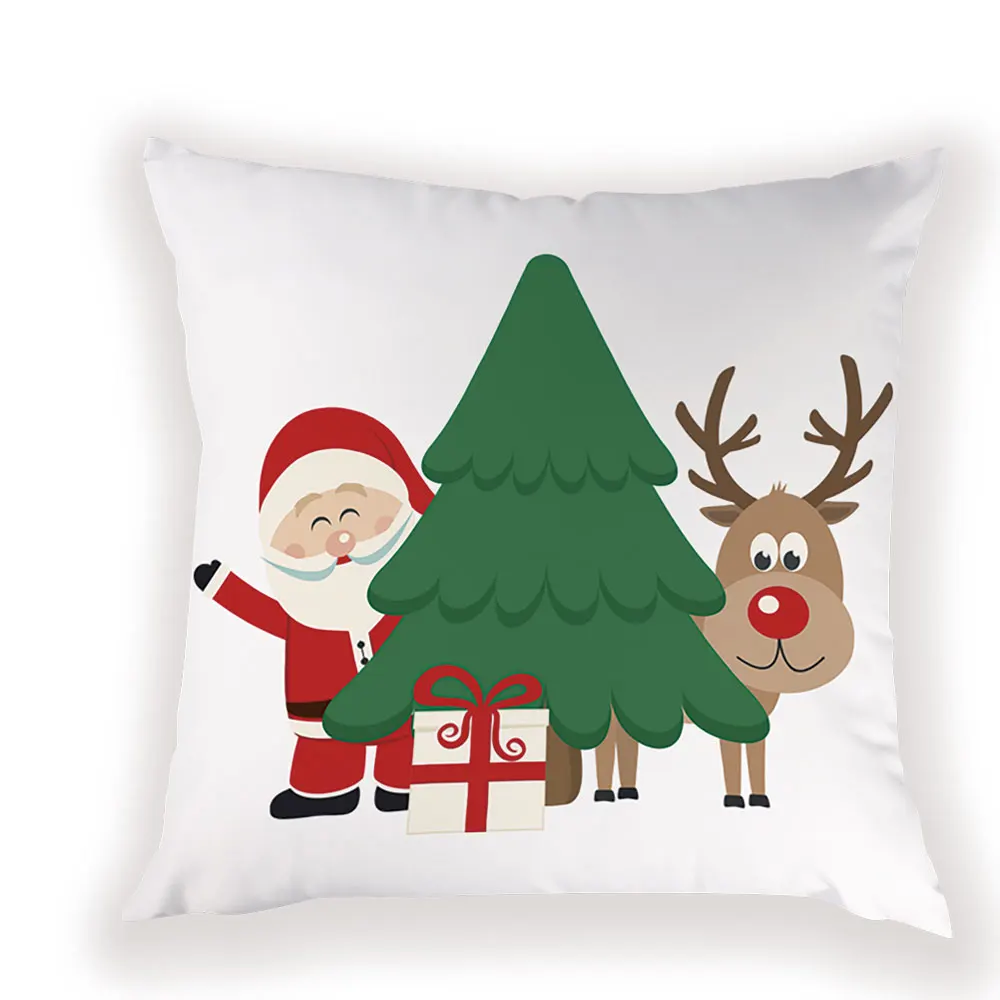 Christmas Decorations Cushion Cover Cartoon Santa Claus Cushion Decorative Bed Reindeer Case on The Pillow Merry Pillow Covers - Цвет: L1808-12