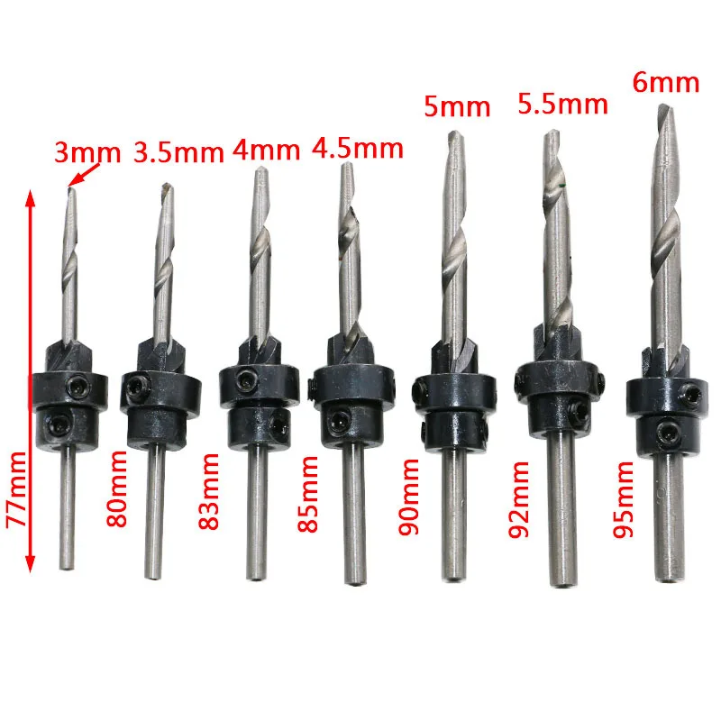 7 pcs Professional Countersink Drill Bit Set Tampered Drill Wood Screw