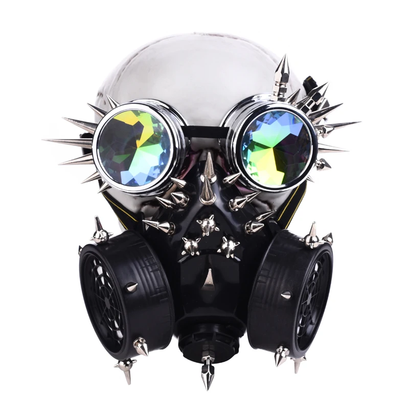 

Steampunk Fully-Studed Mask with Rivet Goggles Cosplay Fancy Mask Exclusive Gothic Retro Rock Halloween Mask & Glasses