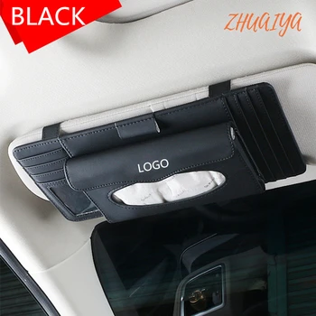 

Car Sunshade Paper Towel Bag Multi - Function Leather Car Carton Tissue Box Shade Paper Towel For Chevrolet logo Corvette cruze