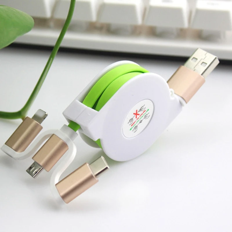 3 в 1 Выдвижной Usb type C кабель зарядного устройства для samsung Android Iphone