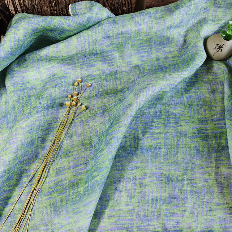 Natural pure ramie fabric digital printing patchwork Top grade dress with cheongsam and robe tissus | Дом и сад