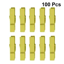 100 шт 35 мм Цветные деревянные зажимы для закусок уплотнительные зажимы для фотографий для украшения дома Прачечная(желтый