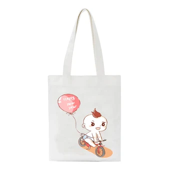 

Fashion Cartoon Playing Children Large Capacity Shopping Bag Harajuku Kawaii Women Canvas Tote Bags Korean SchoolGirls HandBag