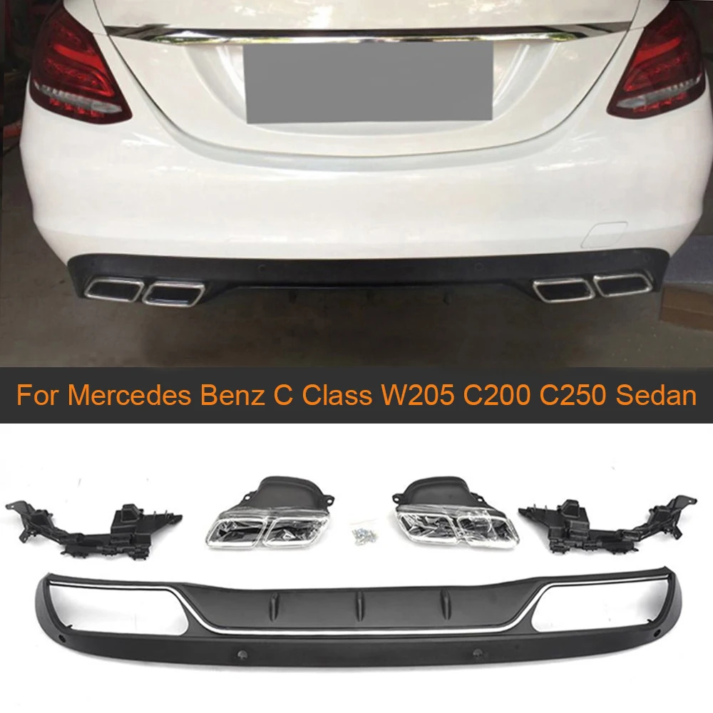 Диффузор для заднего бампера Mercedes Benz C Class W205 C200 C250 Седан 4 двери 2015 2017 Non Sport C63