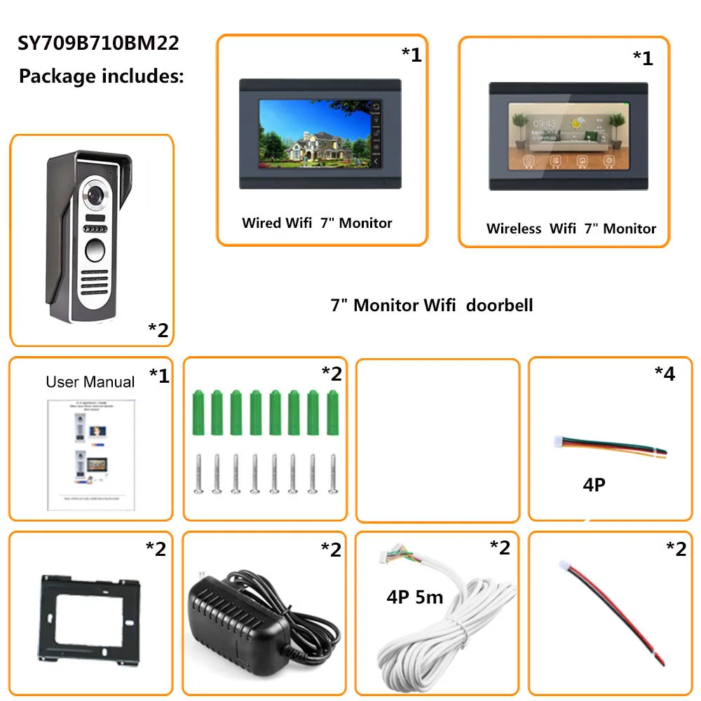 Sistema de Entrada com hd Wired Wifi Vídeo Porteiro Porta Telefone Campainha 1080 p ir Câmera Apoio Remoto App Interfone Desbloqueio 7 19 campainha sistema de entrada com hd 1080