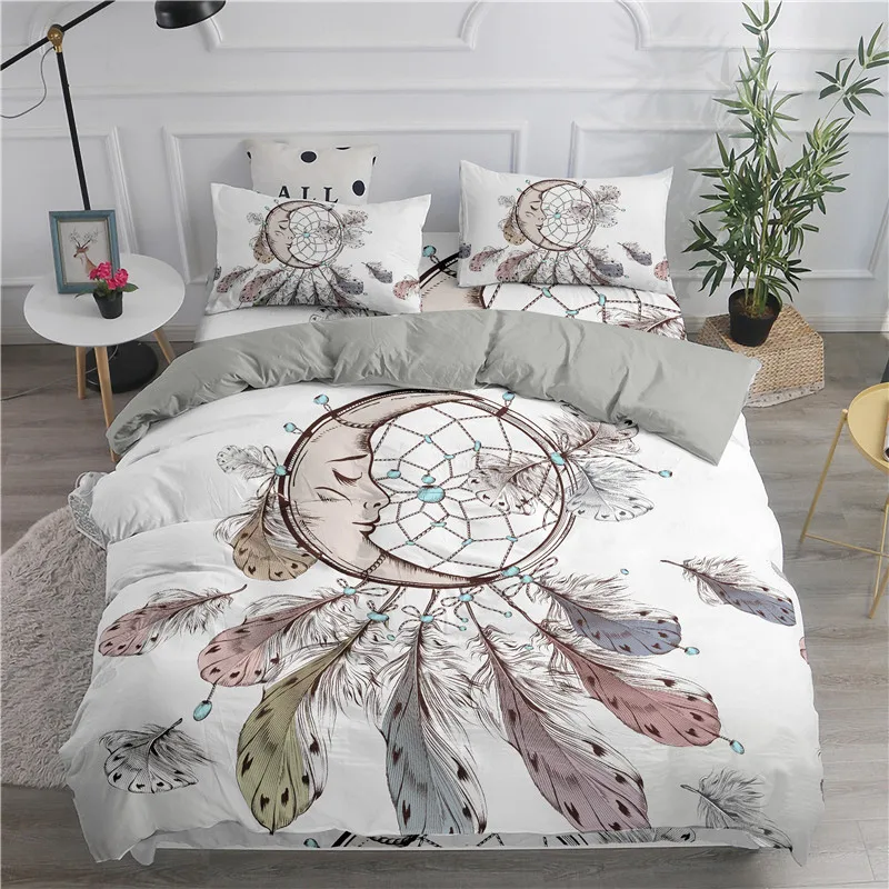 

ZEIMON Bohemian Series 3D Dream Catcher Moon Bedding Set Home Decor Microfiber Bedspread Pillowcase Queen King Size Bed Sets