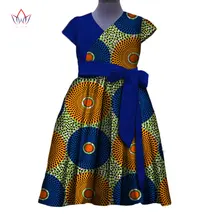 Letnie ubranie afrykańskie dla dzieci dekolt w serek z krótkim rękawem tradycyjne ubranie afrykańskie dla dzieci drukuj bawełnianą sukienkę WYT158 tanie tanio BintaRealWax CN (pochodzenie) COTTON Poliester Kanga Odzież WOMEN Traditional Clothing Dashiki Standard African Clothing