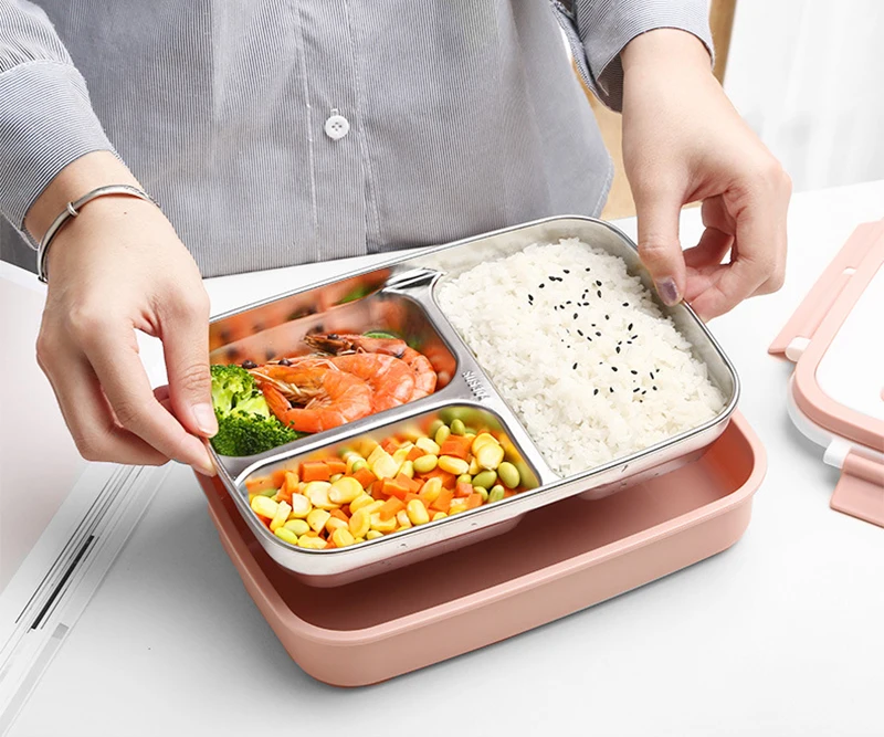 Ручка термоконтейнер для пищевых продуктов с отсеками портативный из нержавеющей стали Bento Ланч-бокс для детей взрослых Ланчбокс с посуда