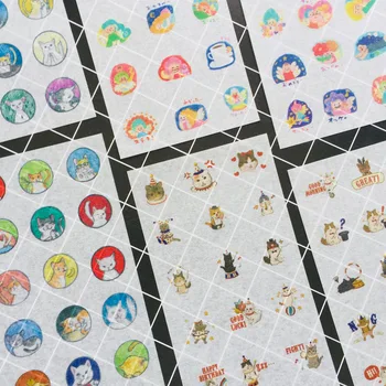 

6 Sheets Cute Cat & Baby Washi Paper Decorative Stickers Label Stick Decoration