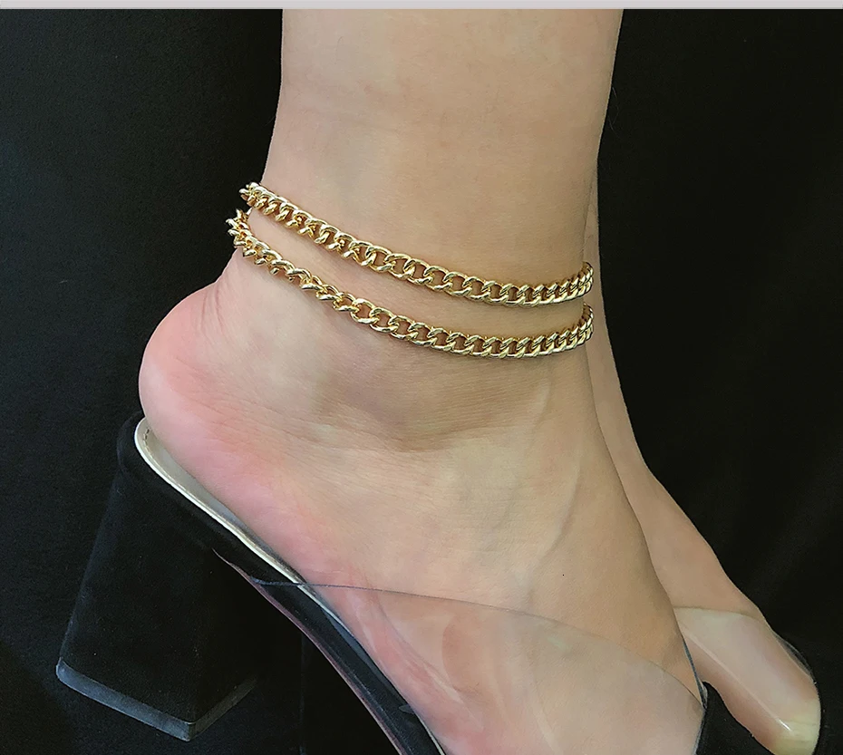 SHIXIN простой многослойный браслет-цепочка на ногу/ногу золото/серебро панк браслет на лодыжку модные браслеты для женщин