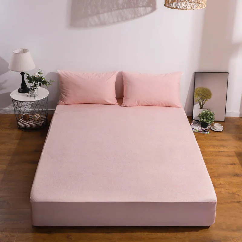 

1pc Cotton Bed Sheet Elastic Sheet Bed Fitted Sheet Waterproof Cotton Towel Mattress Cover Bed Coverlet for Double Queen Bed