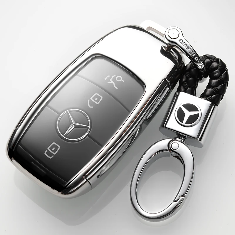 Для Benz A/C/E/S класс CLSCar чехол для ключей брелок защитный хром ТПУ чехол для ключа автомобиля чехол для пульта дистанционного управления - Название цвета: 1