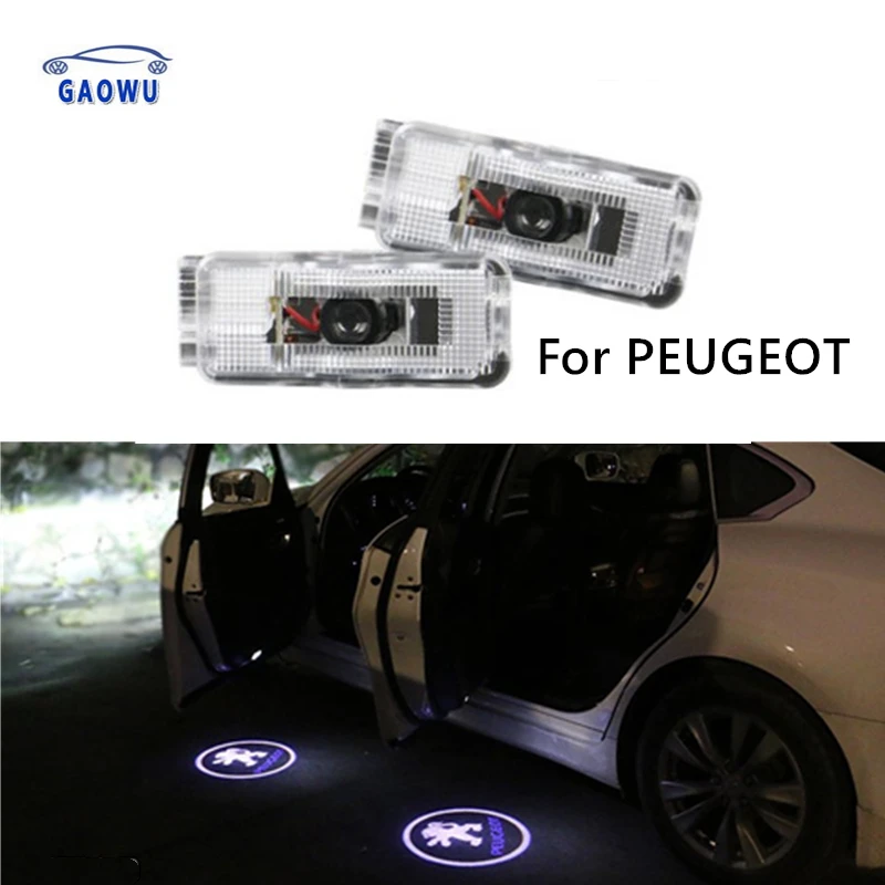 

2pcs For PEUGEOT Car LED Door Welcome Logo Light Laser Decoration Shadow Projector Light for 407 408 508 5008 RCZ 1007 3008 308