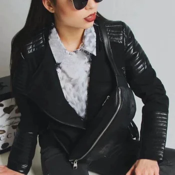 

New Autumn Women Pu Leather Jacket Woman Zipper Plus Size Short Coat Female Black Punk Bomber Faux Leather Outwear