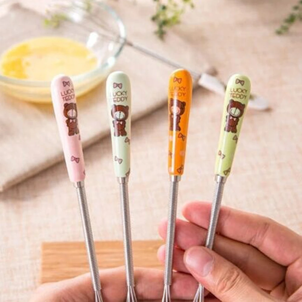 Small Whisk Nonstick Ceramic Handle Egg Beater Mini Hand Coffee/Milk  Frother Wire Whip Balloon Cooking