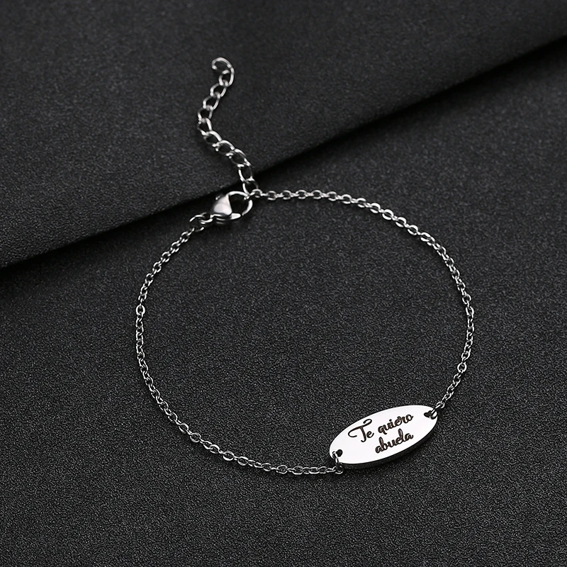 Индивидуальные Выгравированные Te Quiela Abuela Pulseiras, подарок для лучшей мамы, браслет для женщин, ювелирные изделия, персонализированные со словами "Love grandma", Bijoux