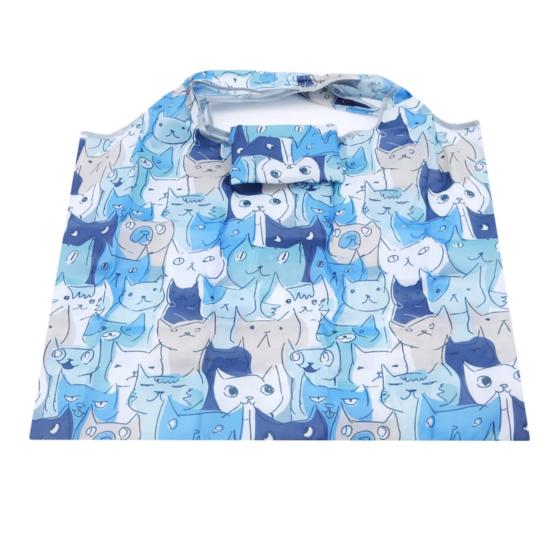 Foldable Handy Shopping Bag Reusable Cartoon Animal Tote Pouch Recycle Storage Handbags Home Storage Organization Bag Portable